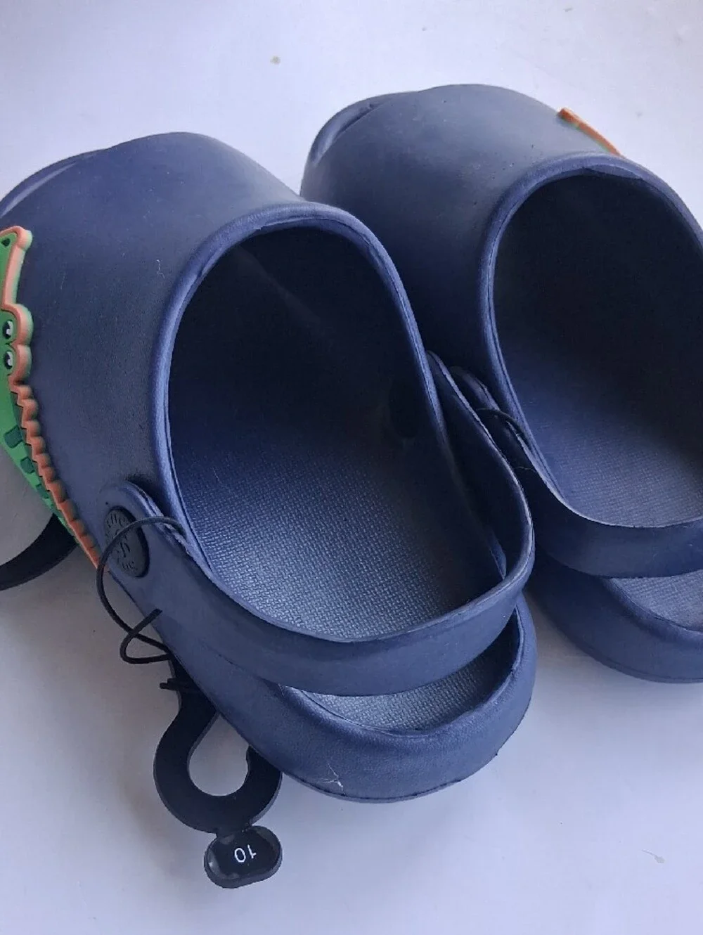 Kids Navy Slide Sandals with Green Crocodile Accent - Comfortable Slip-On